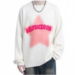 Aelfric Eden “Flocking Star” Sweater White/Pink Size XL